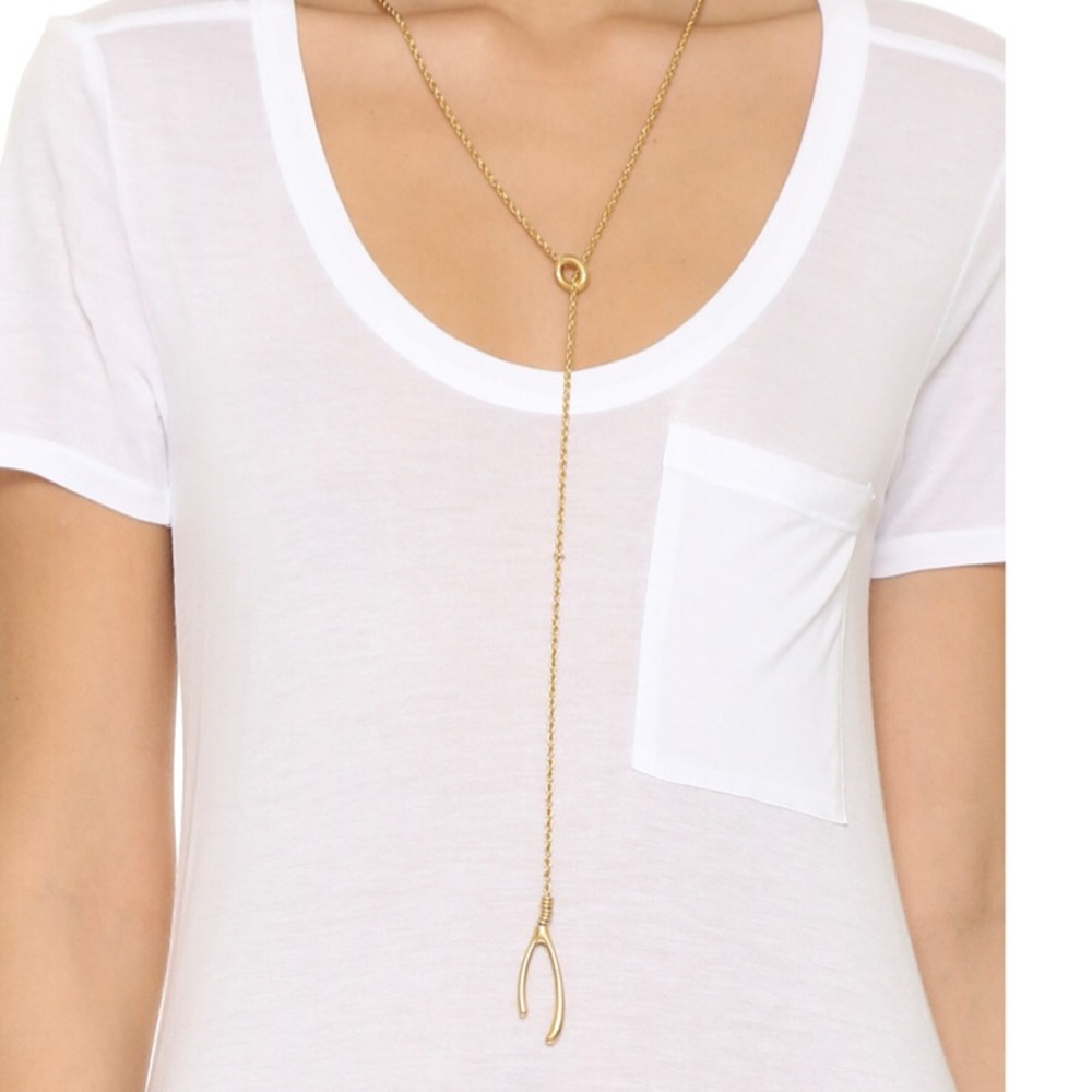Madewell wishbone lariat brass necklace